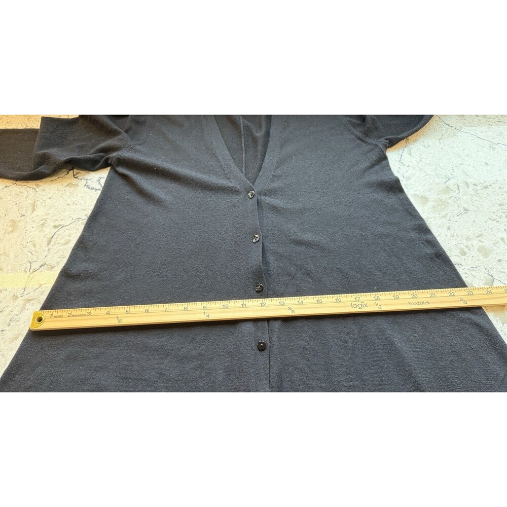J Jill Long Sweater Cardigan Duster Small Black Button Front V-Neck Wool Blend - Picture 8 of 9